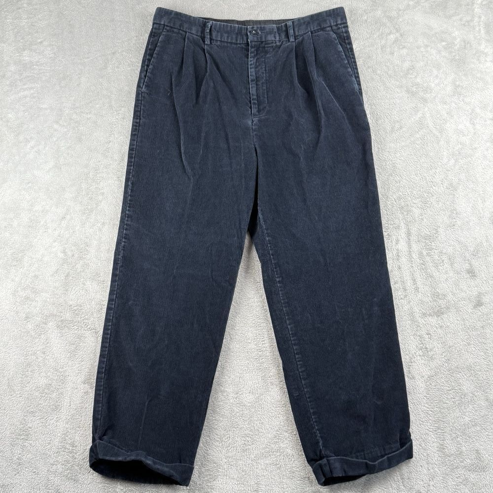 Vintage Nautica Corduroy Pants Rigger‎ Mens 36x30 28" Cuffed Navy Blue 90s Y2K